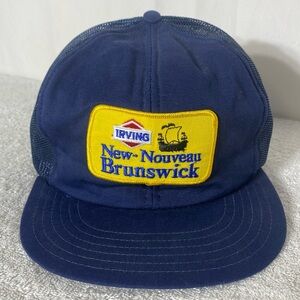 Vintage Irving New Brunswick Blue Mesh Back Snap Back Trucker Hat